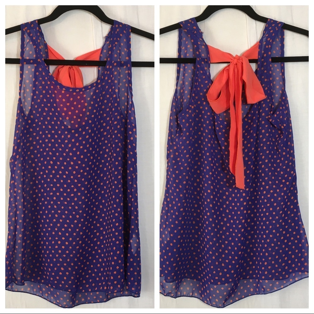 Semi Sheer Sleeveless Tank Bow Tie Back